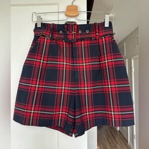 Zara Plaid High-Waisted Women Shorts